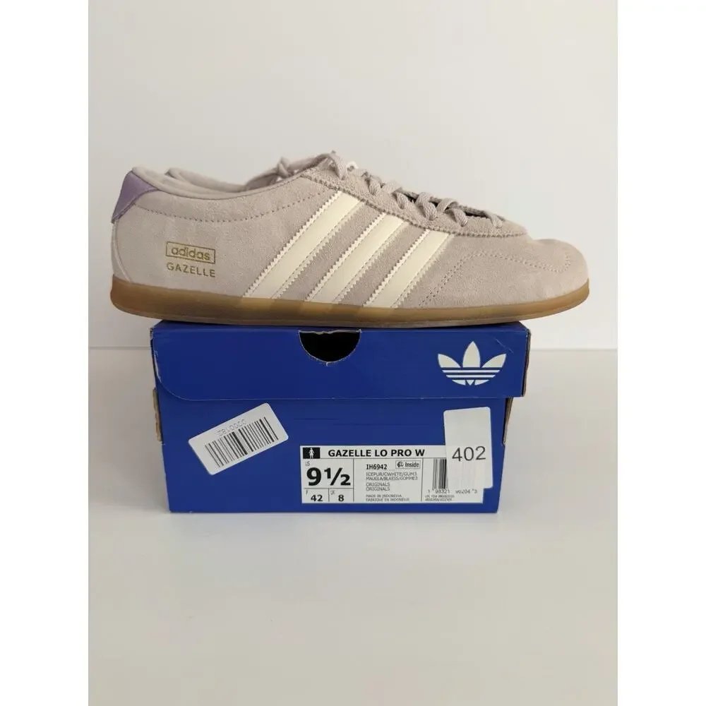 adidas Gazelle Lo Pro Suede Low Top Lace Up Sneakers White/Purple US 9W